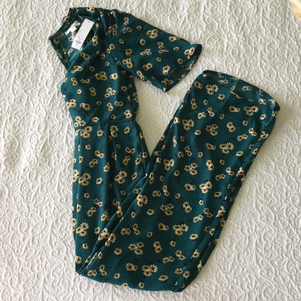 Francesca’s Miami Jumpsuit - Forest Green Floral